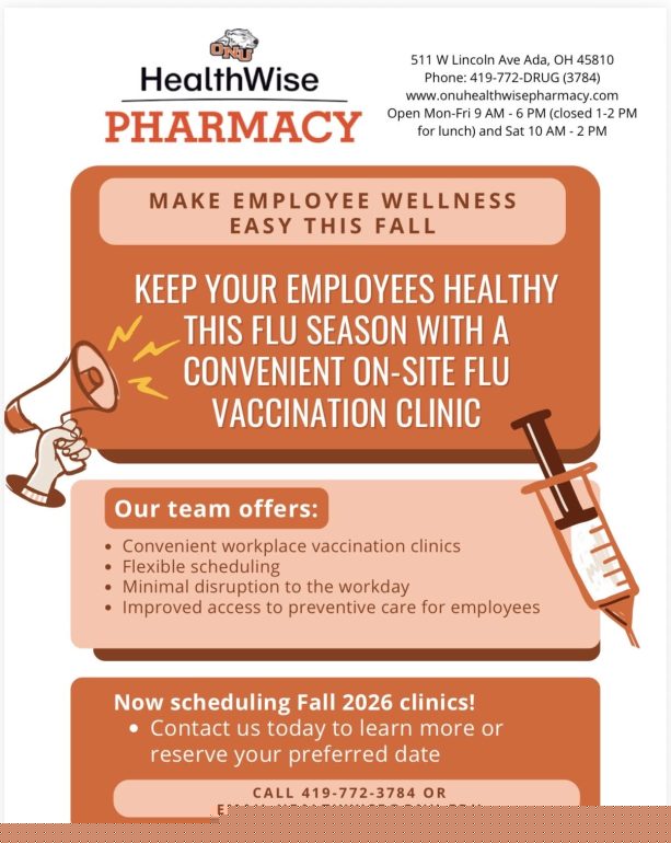 ONU HealthWise Pharmacy Scheduling Workplace Flu Vaccine Clinics