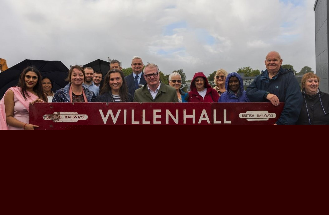 Willenhall community restores historic railway sign 'discovered at bottom of pile of rubbish' for new station