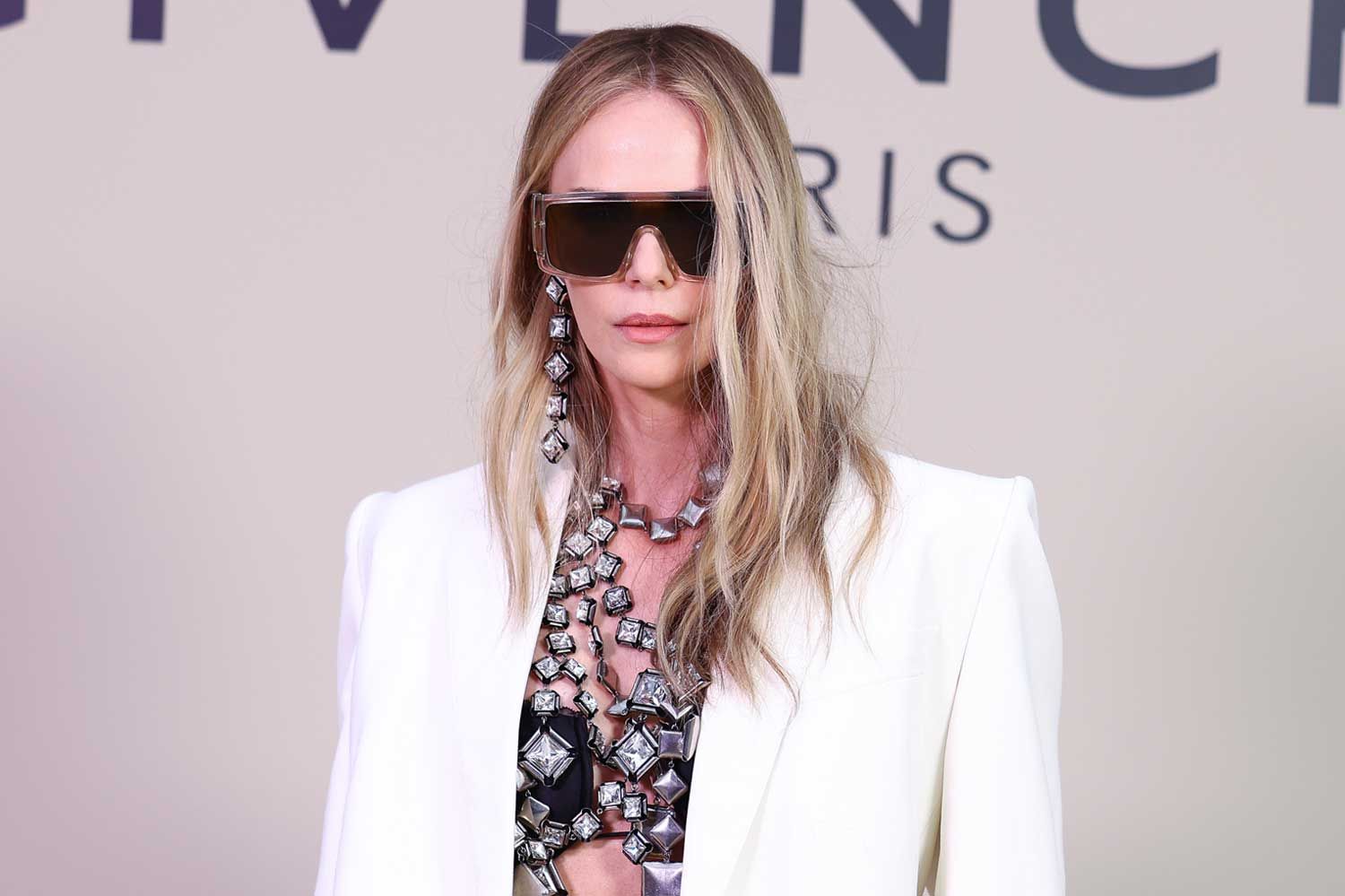 Charlize Theron Wears Glittering Top Made Entirely Out of Jewels at Paris Fashion Week
