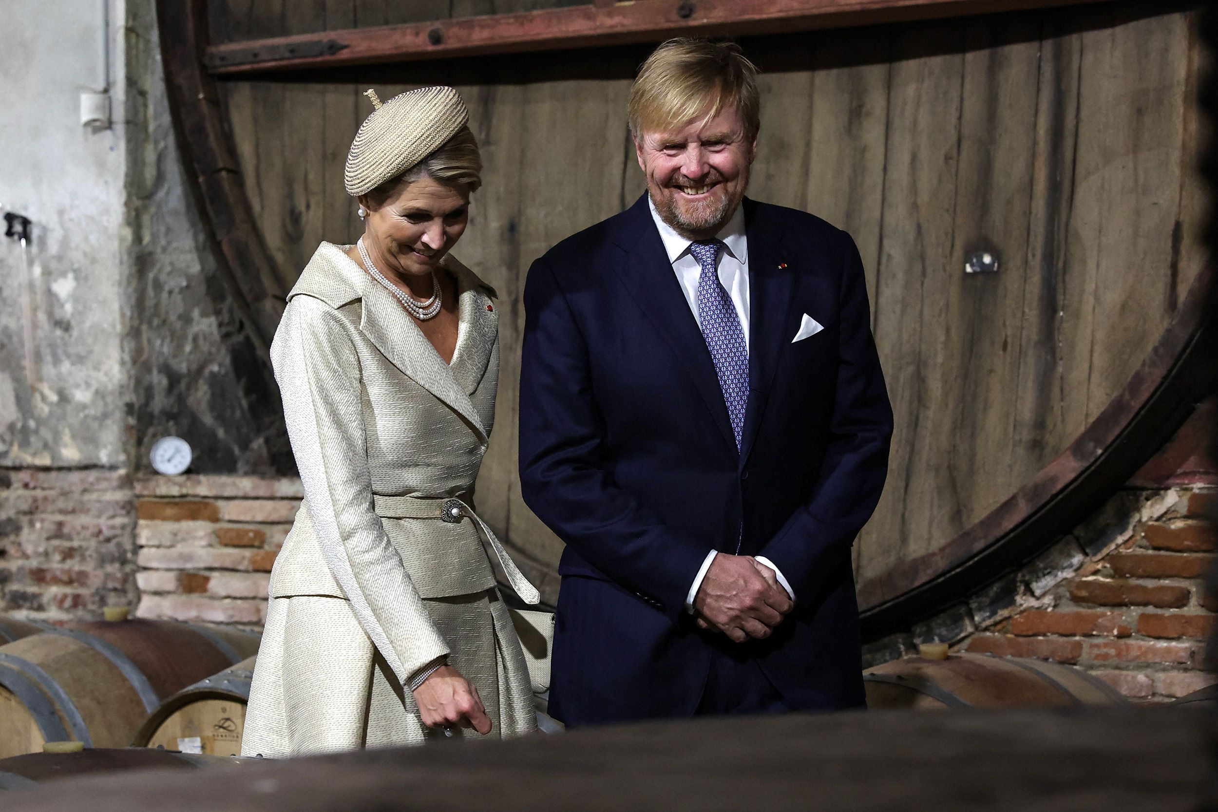 Relax à Toulouse, Maxima et Willem-Alexander des Pays-Bas tout sourire entre les Airbus et les chais