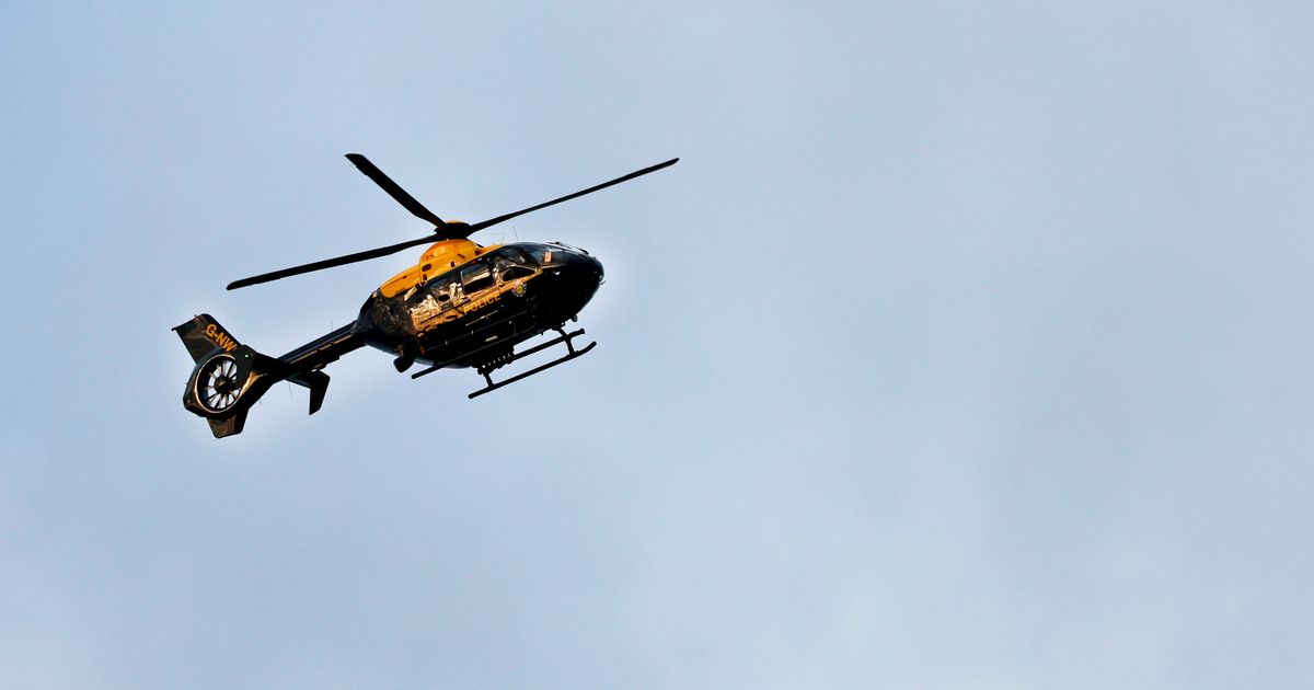Police chopper hunts for robbers across two counties