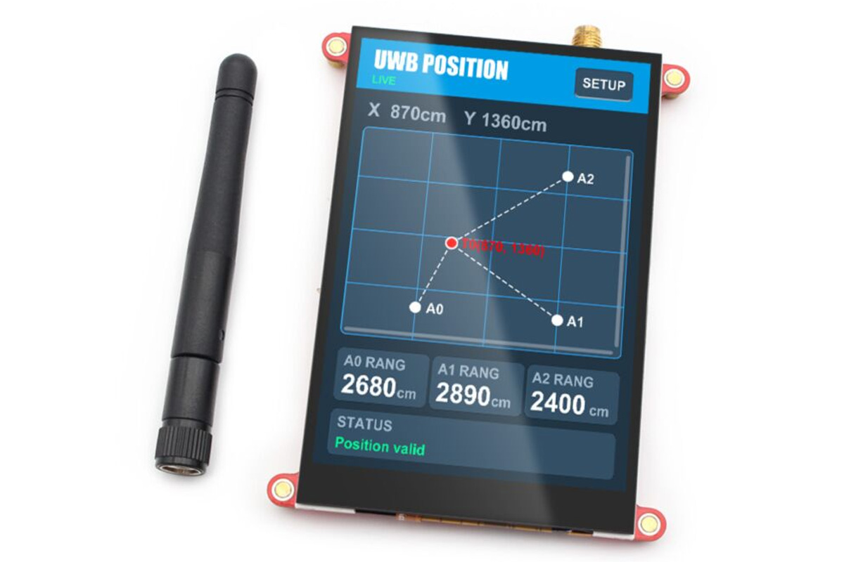 MaTouch ESP32-S3 MaUWB board integrates 3.95-inch touchscreen and UWB module for indoor positioning and ranging