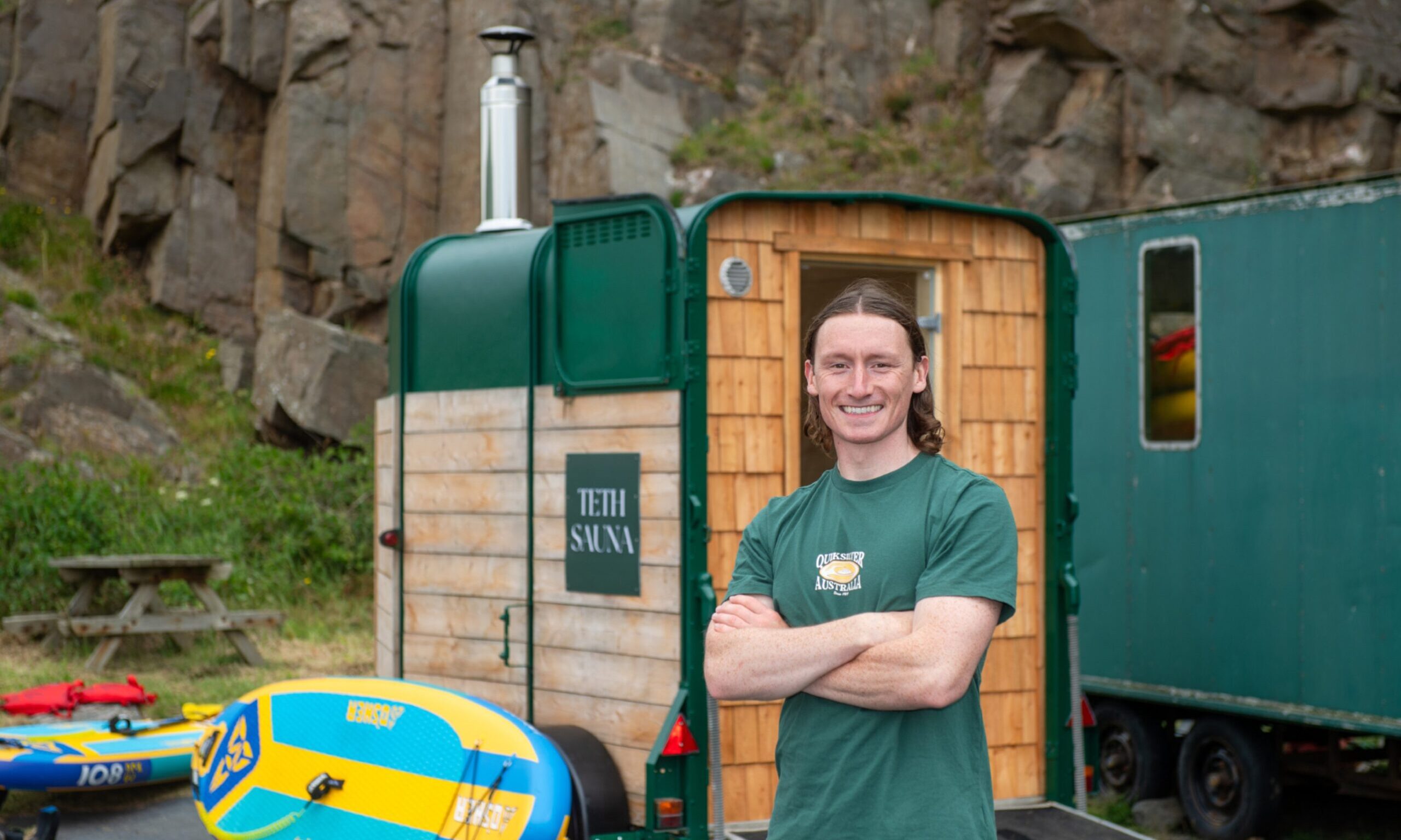 Former Aberdeen FC sport scientist James, 29, opens sauna and water sports venue at Collieston