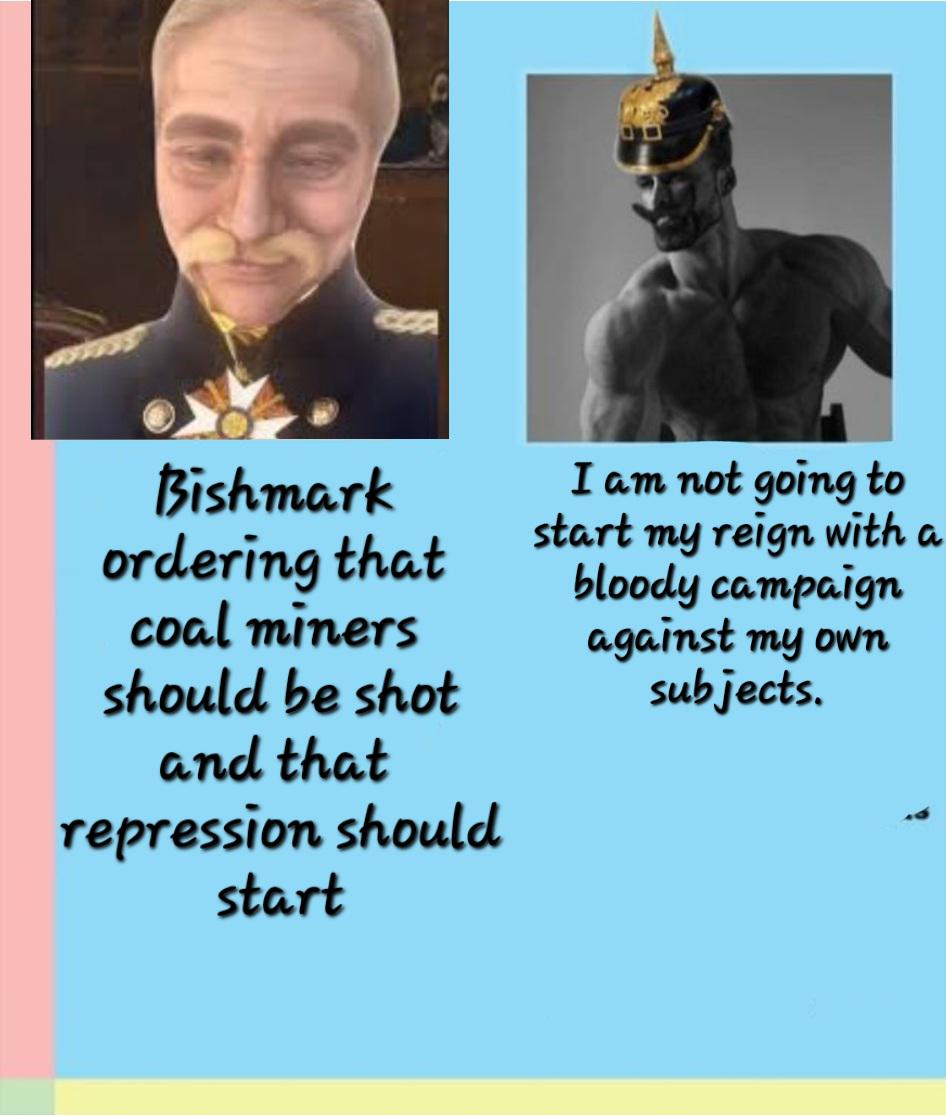 History Memes - Virgin Bishmark shoot them vs Goat Billy, "their my people" | History Memes