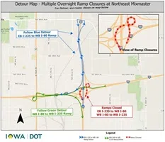 Overnight ramp closures at the Northeast Mixmaster scheduled for Monday, Oct. 6