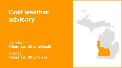 15 Michigan counties under a cold weather advisory Friday – extremely cold wind chills