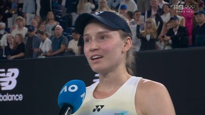 Rybakina reacts to 'stressful' win
