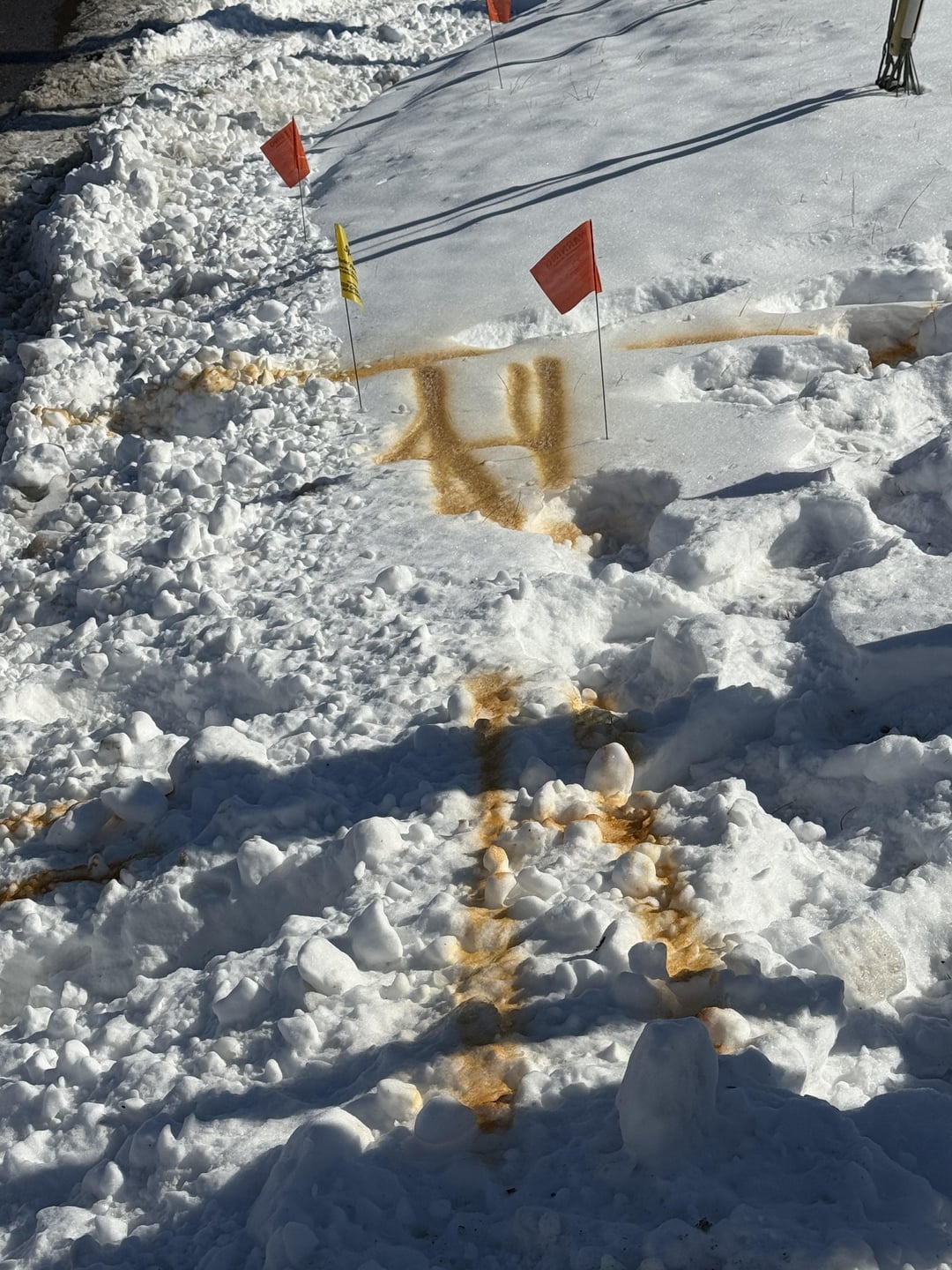 You Had One Job - Marked underground hazard in the snow