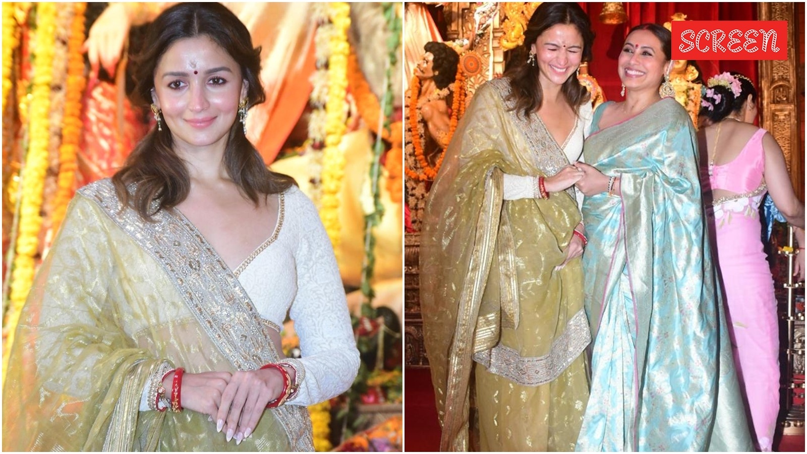 Alia Bhatt visits Rani Mukerji and Kajol’s Durga Puja pandal, gets mobbed while leaving but poses for selfies with eager fans. Watch
