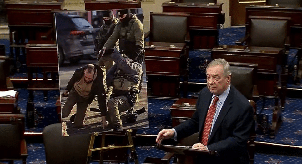 WHERE’S YOUR HEAD?! Dick Durbin Uses AI ICE Image on Senate Floor, Agent in Pic Clearly Missing Head [WATCH]