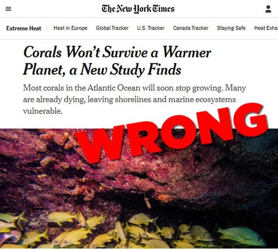 Comment on Corals Won’t Disappear, Contrary to What the New York Times Claims by bnice2000