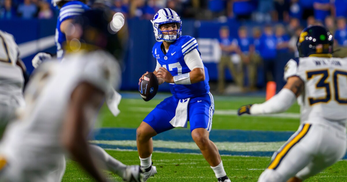 Bear Bachmeier throws for career-high 351 yards to lead No. 23 BYU past West Virginia, 38-24