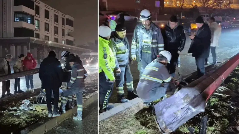 Gaziantep'te elektrik direğine çarpan otomobildeki iki kişi yaralandı
