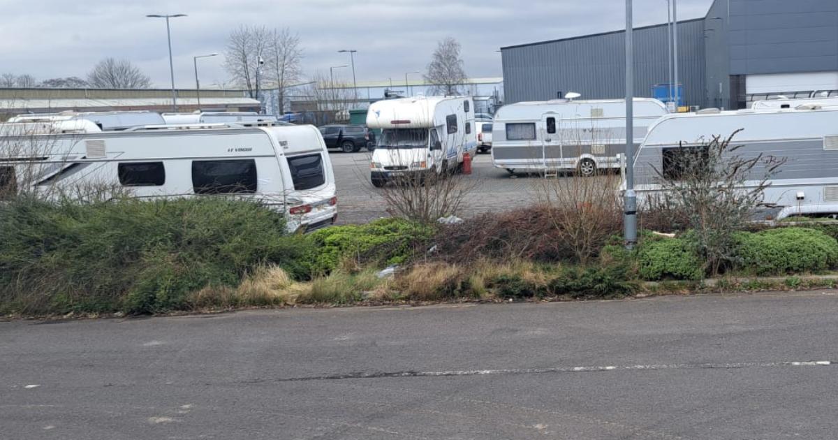 Traveller encampment appears on Bury retail park overnight