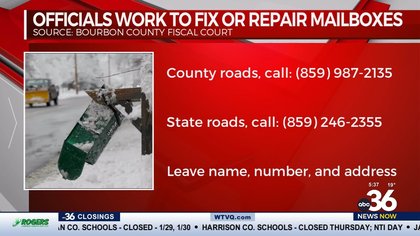 Bourbon County officials offer help for mailboxes damaged during road clearing