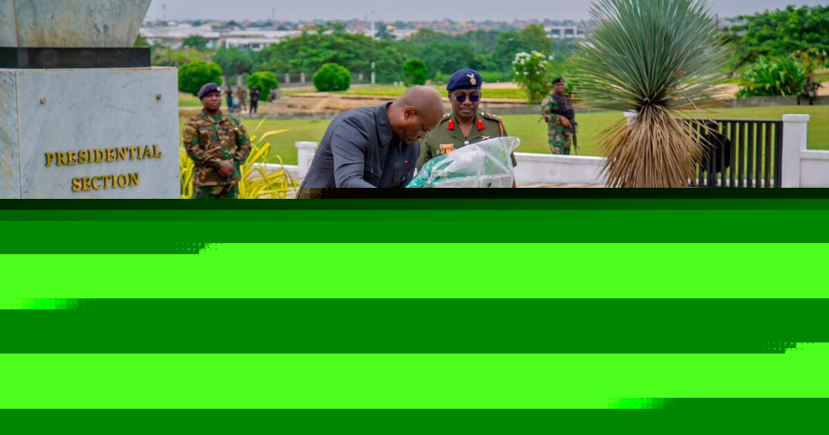 Gabon President honours Rawlings with wreath-laying ceremony in Accra
