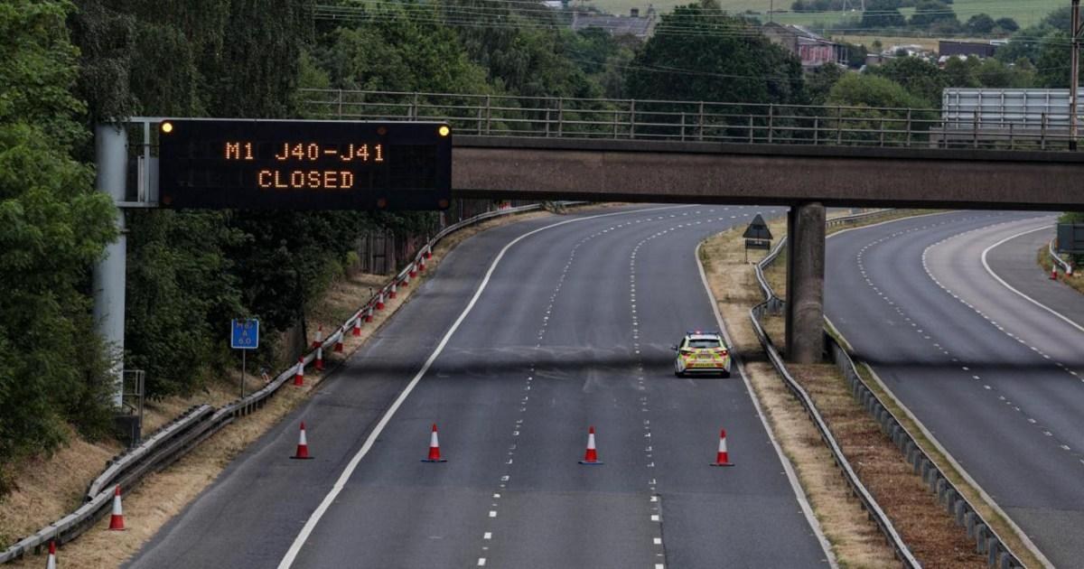 ‘Human remains’ found next to motorway causing road to close all day