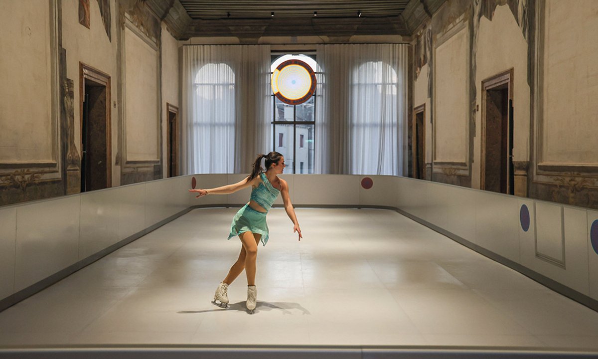 Get your skates on: artist puts ice rink in Venice palazzo