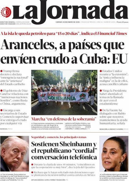 Portadas latinoamericanas de este viernes 30 de enero de 2026