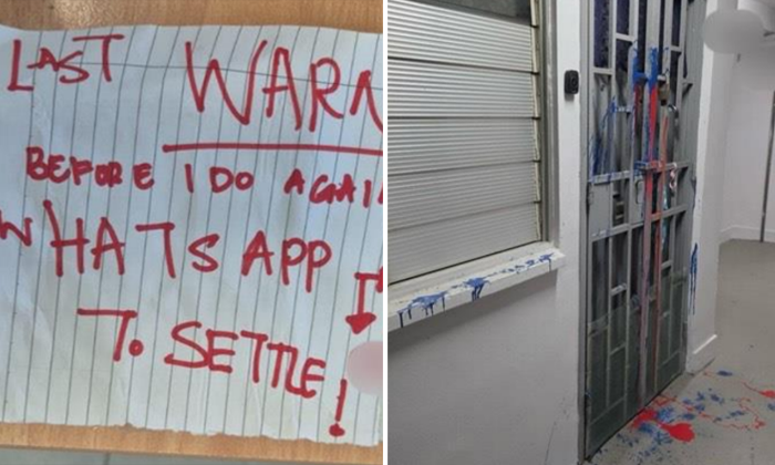 'Last warning! Before I do again!': Woman nabbed for splashing paint on Boon Lay flat