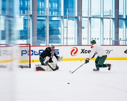 Marc-André Fleury practiced with the Wild this morning