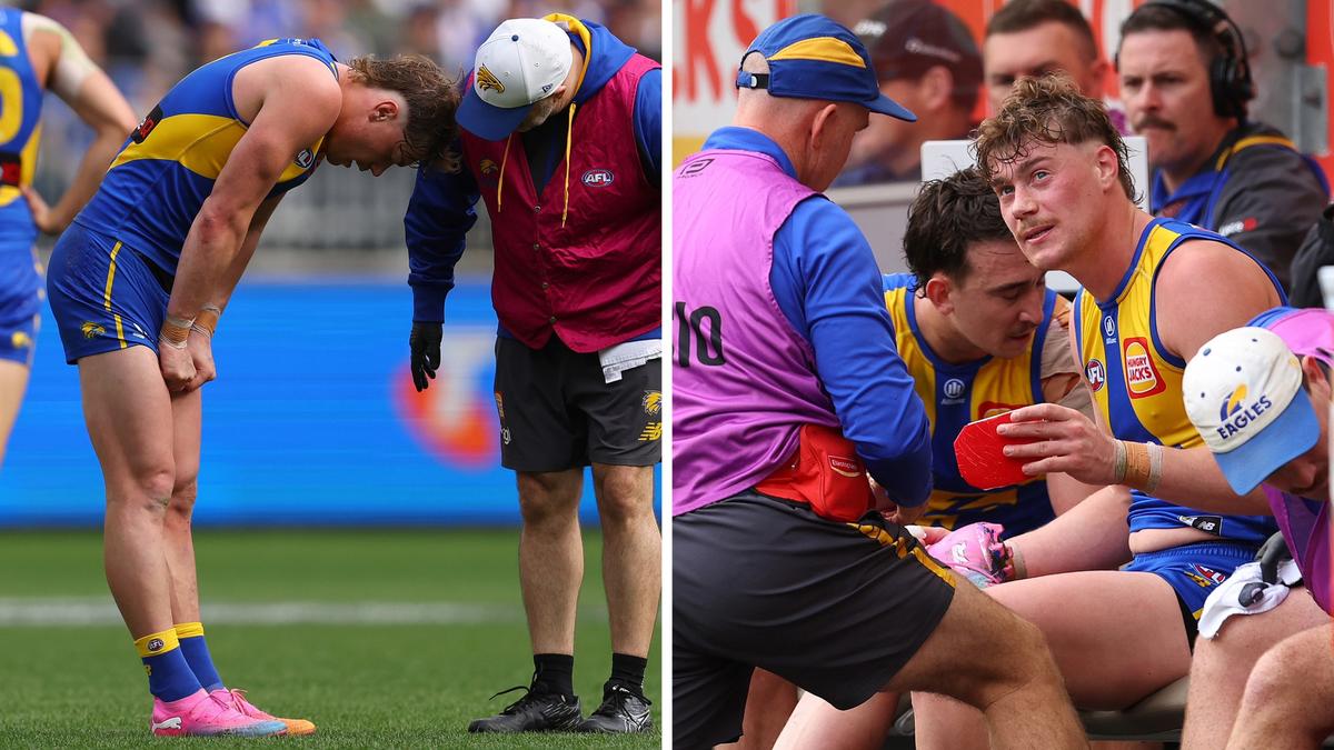 Harley Reid: West Coast Eagles star left banged up after bruising first half against Collingwood