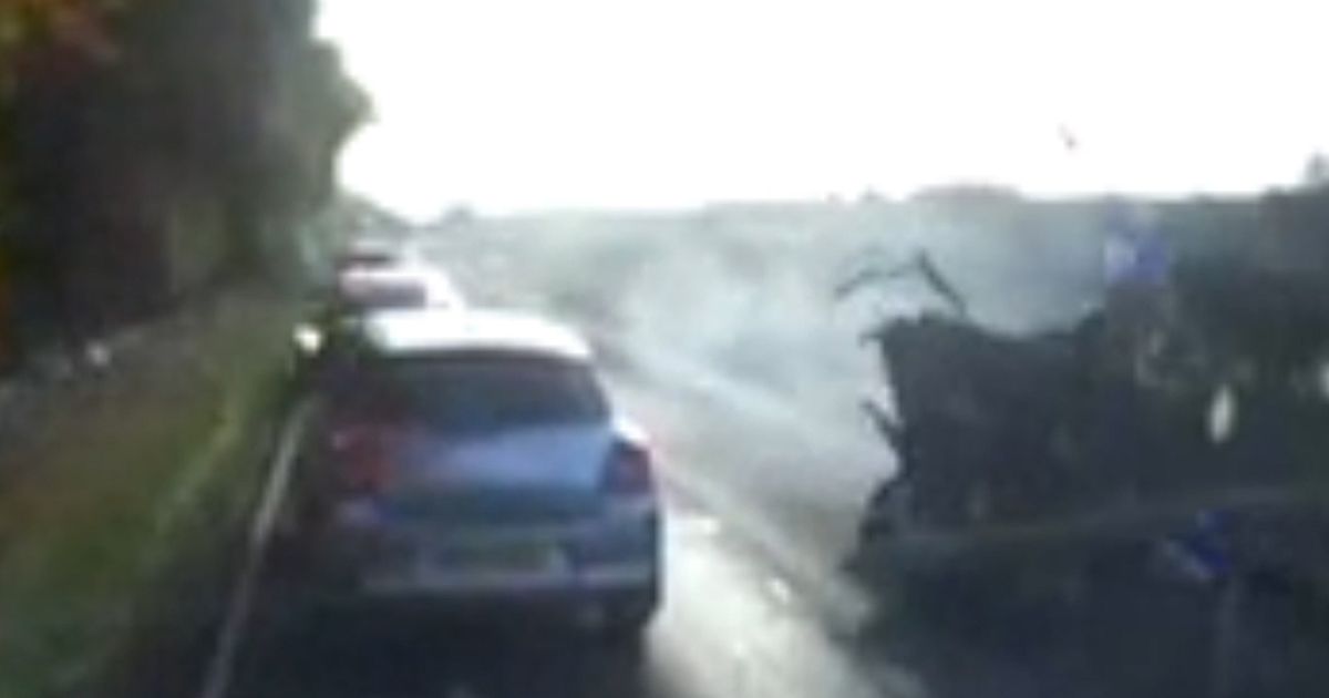 Moment 'stupid' driver's car 'cartwheels' after 98mph head-on crash in Northumberland