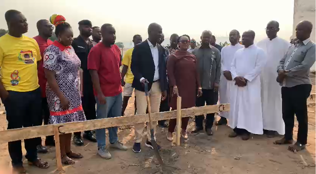 Education Minister cuts sod for new ICT and science labs at Pope John SHS to honour Dr Omane Boamah