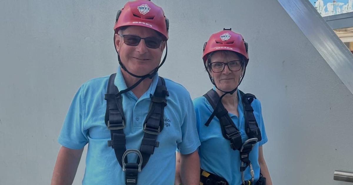 Guide dog owner from the New Forest abseils down Spinnaker Tower for charity