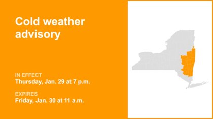 NY weather: Cold weather advisory issued for part of New York until Friday midday – dangerously cold wind chills
