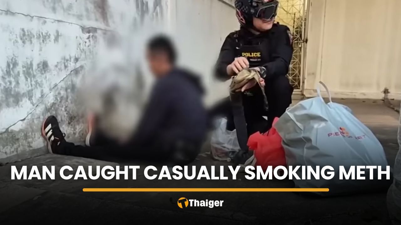 Udon Thani man casually smokes meth outside police commander’s house
