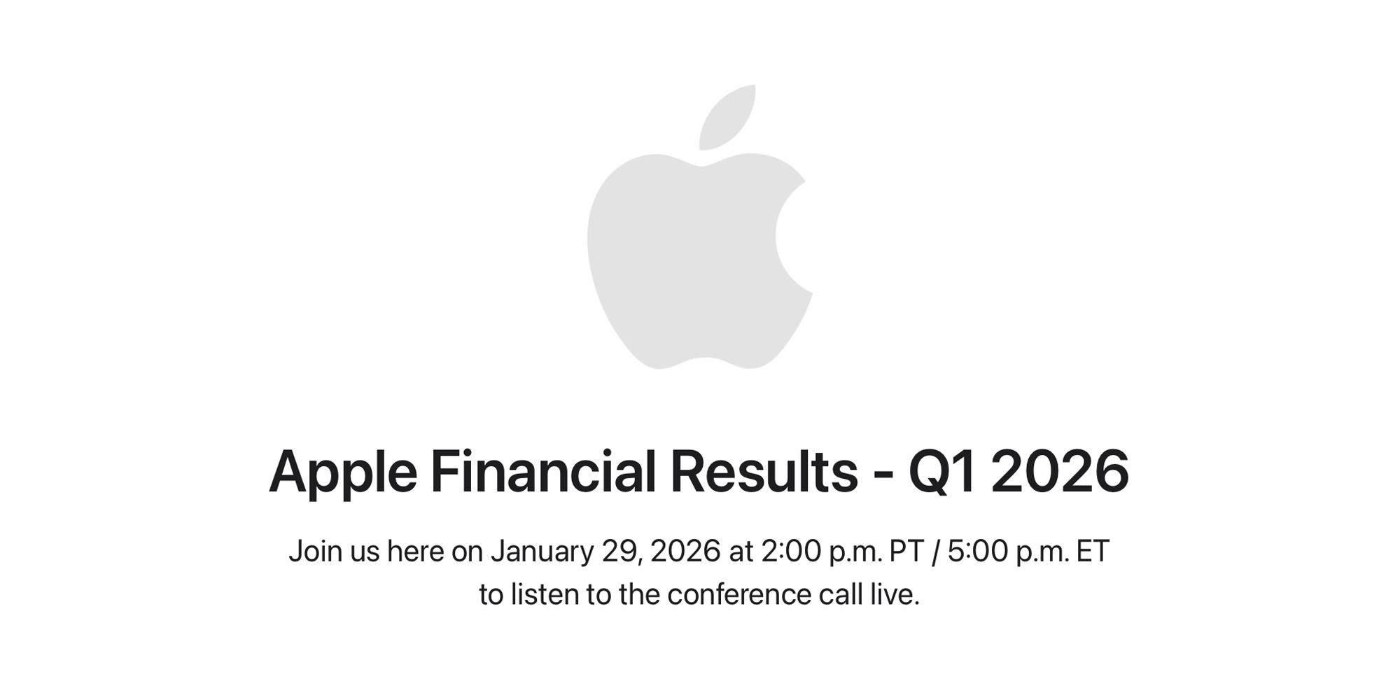 Here's how to listen live to Apple's Q1 2026 earnings call