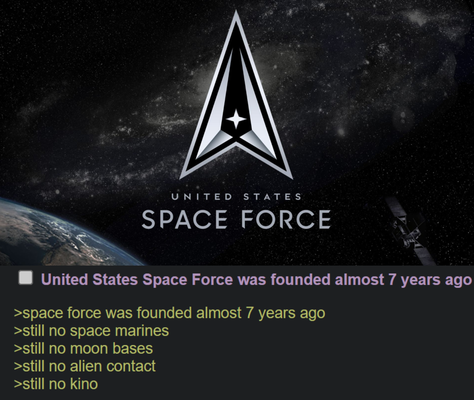 Greentext Stories - Anon on the United States Space Force | /r/Greentext