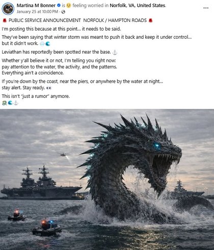 Leviathan Waking Up Near Virginia - They’ve been saying that winter storm was meant to push it back and keep it under control… but it didn’t work