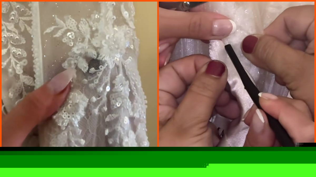 Bridesmaids found something hidden inside a Washington bride’s dress. Then they used scissors and tweezers to remove it