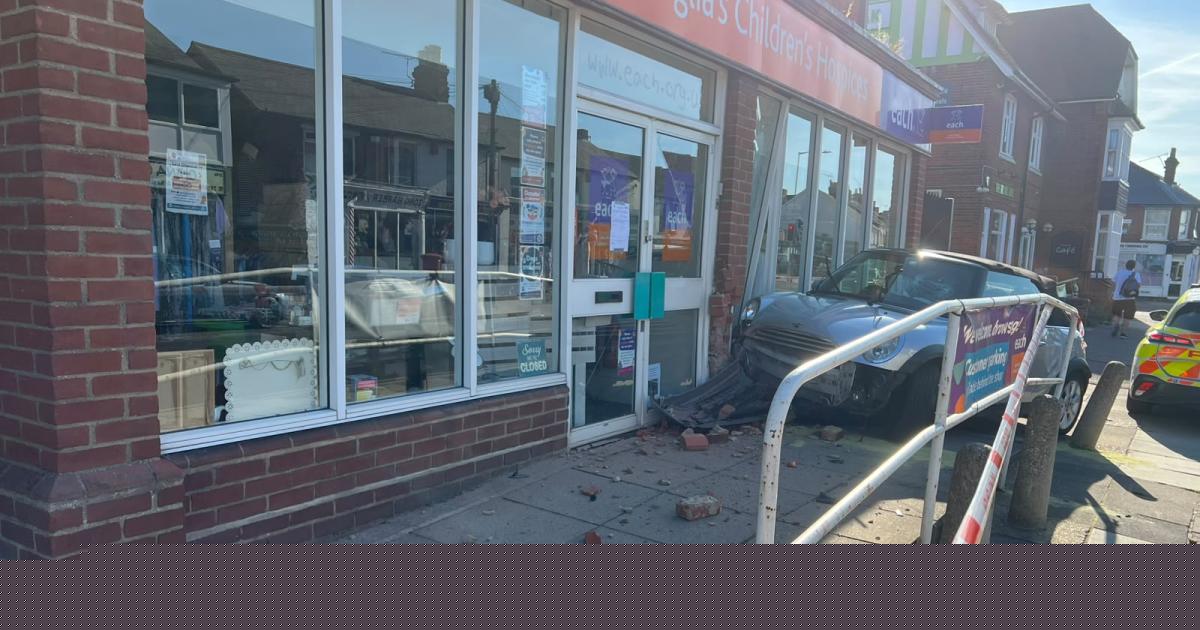 Person in hospital after Mini crashed into shopfront in Ipswich