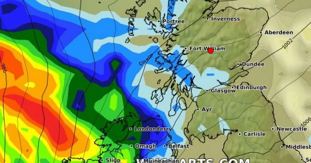 Storm Amy weather maps show worst affected areas as Glasgow Met Office warning extended