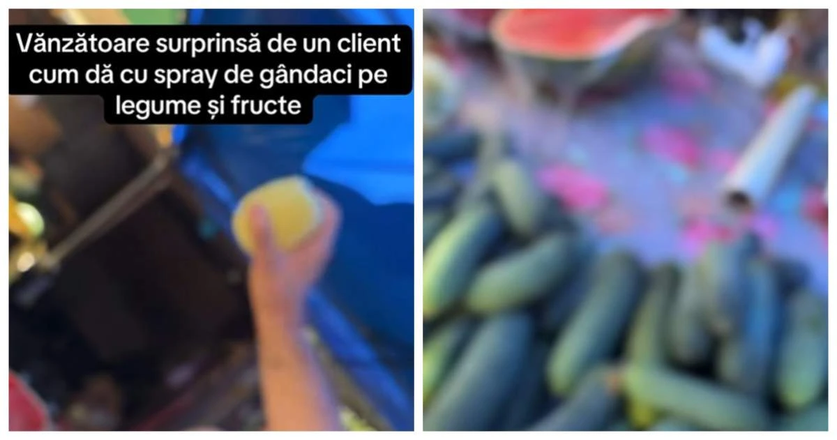 O vânzătoare a fost filmată în timp ce pulveriza spray împotriva insectelor pe legume. Explicația femeii a stârnit controverse