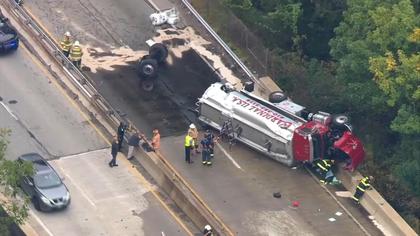 Overturned tanker truck spills diesel fuel on Route 1 in Delco  NBC10 Philadelphia