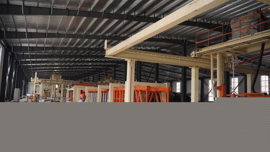 Aerated concrete block plant under construction in Aravan district