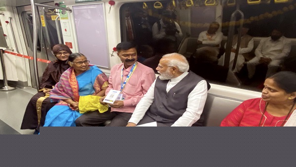 PM Modi takes ride in Mumbai metro; interacts with students
