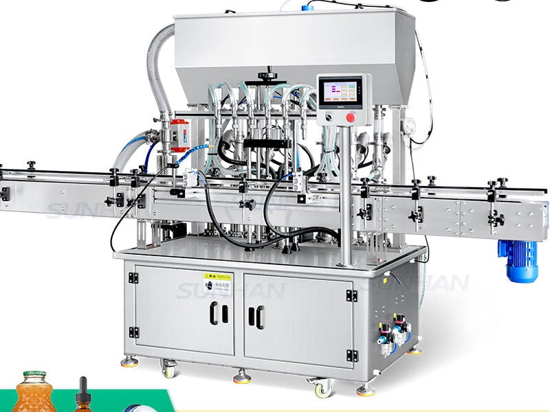 Lotion Filling Machine Automatic 6-Heads Servo Filling Solution with Mixer and Heater