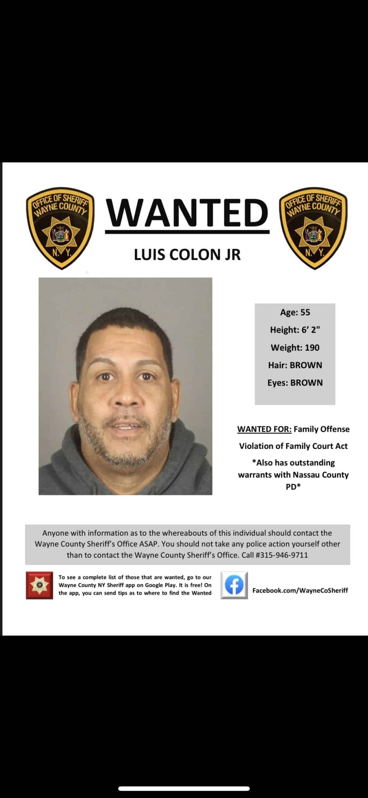 Wayne County Sheriff seeks wanted man in family offense case