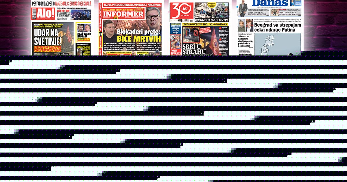 NASLOVNE STRANE SUTRAŠNJIH NOVINA: Prelistavanje štampe za sredu, 12. avgust 2026. godine