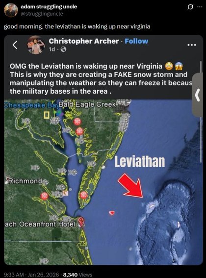 Leviathan Waking Up Near Virginia - good morning. the leviathan is waking up near virginia