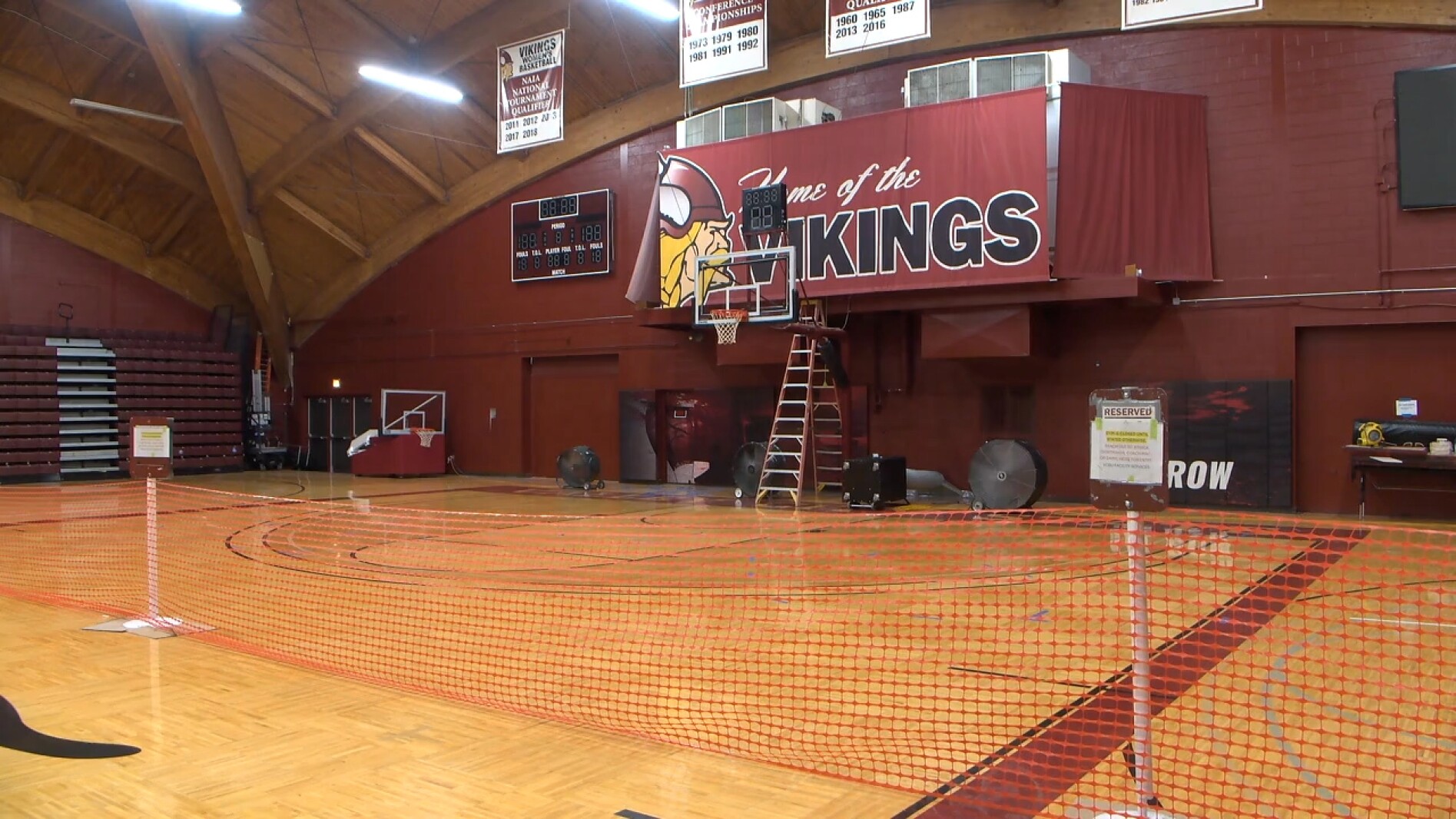 Water damages Valley City State fieldhouse