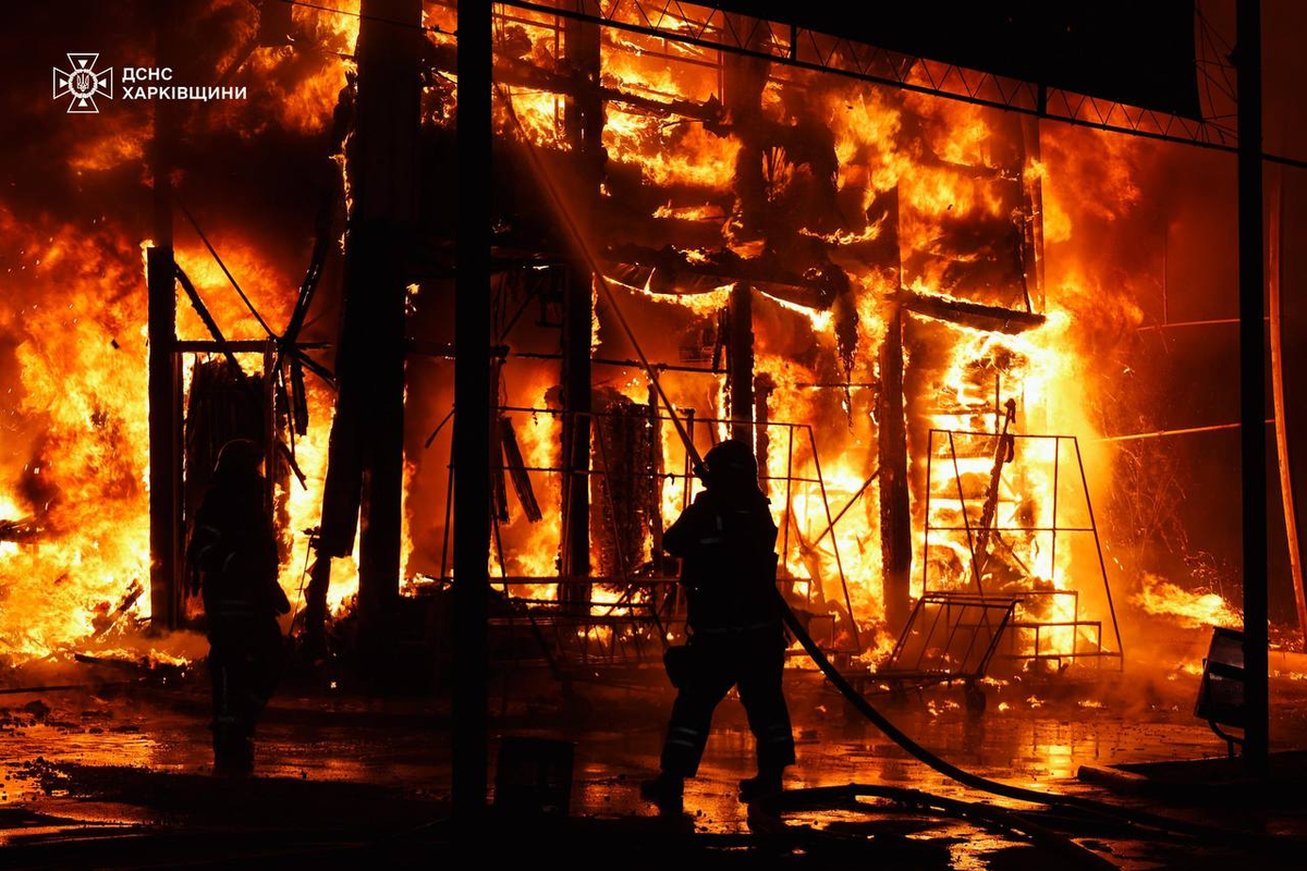 Russian Strikes Set Kharkiv’s Largest Market Ablaze, 31 Injured in Dnipro