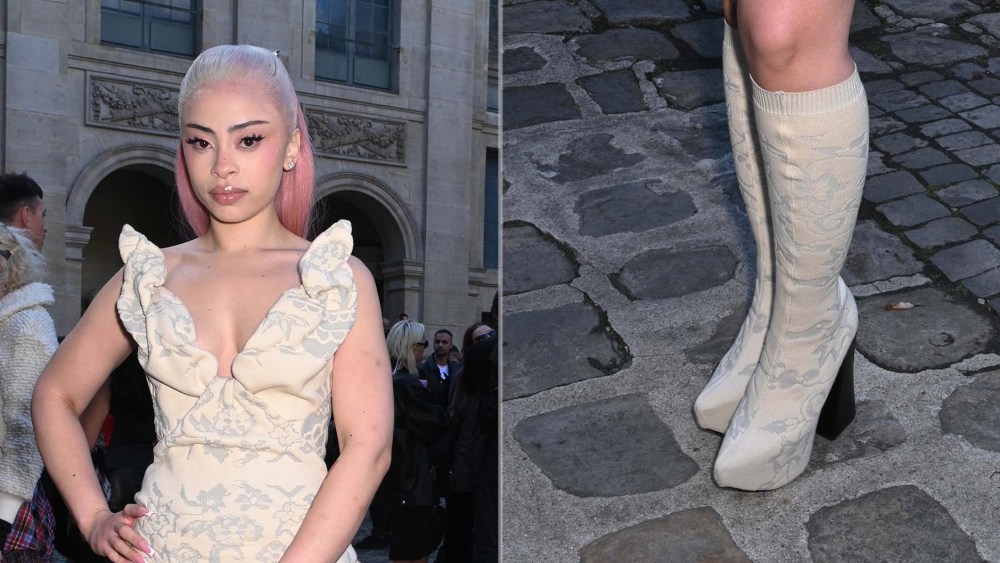 Ice Spice Balances Punk and Pastoral Codes in Vivienne Westwood Knit Boots at Paris Fashion Week