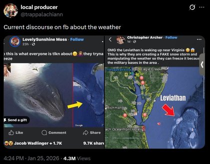 Leviathan Waking Up Near Virginia - Current discourse on fb about the weather