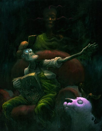 Courage the Cowardly Dog - "Return the Slab," acrylic on 16"x20" canvas.